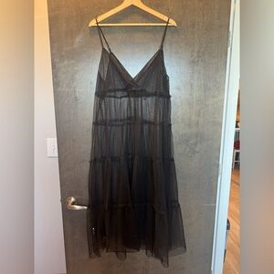 Shein Sheer Black Layered Polka Dot Dress